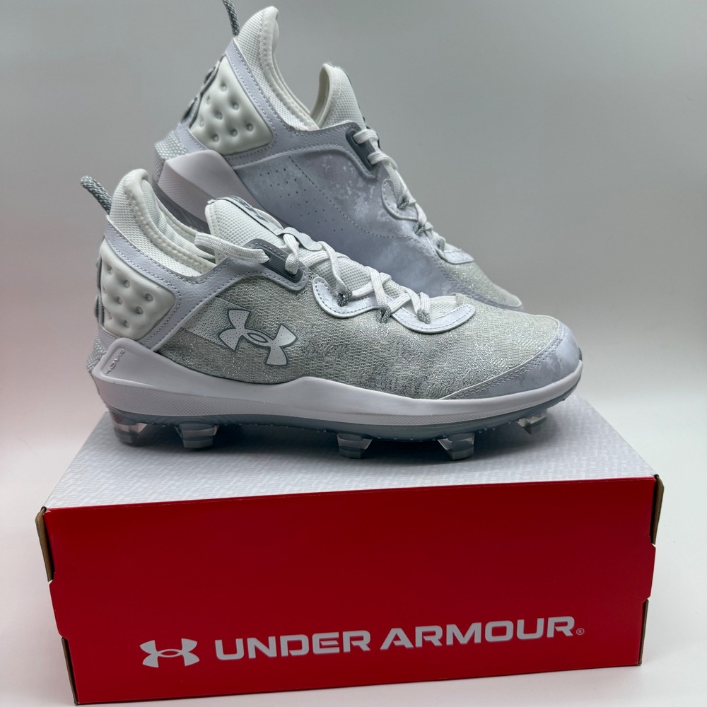 Under‎ Armour UA Harper 8 Elite TPU Baseball Cleats White Silver Mens